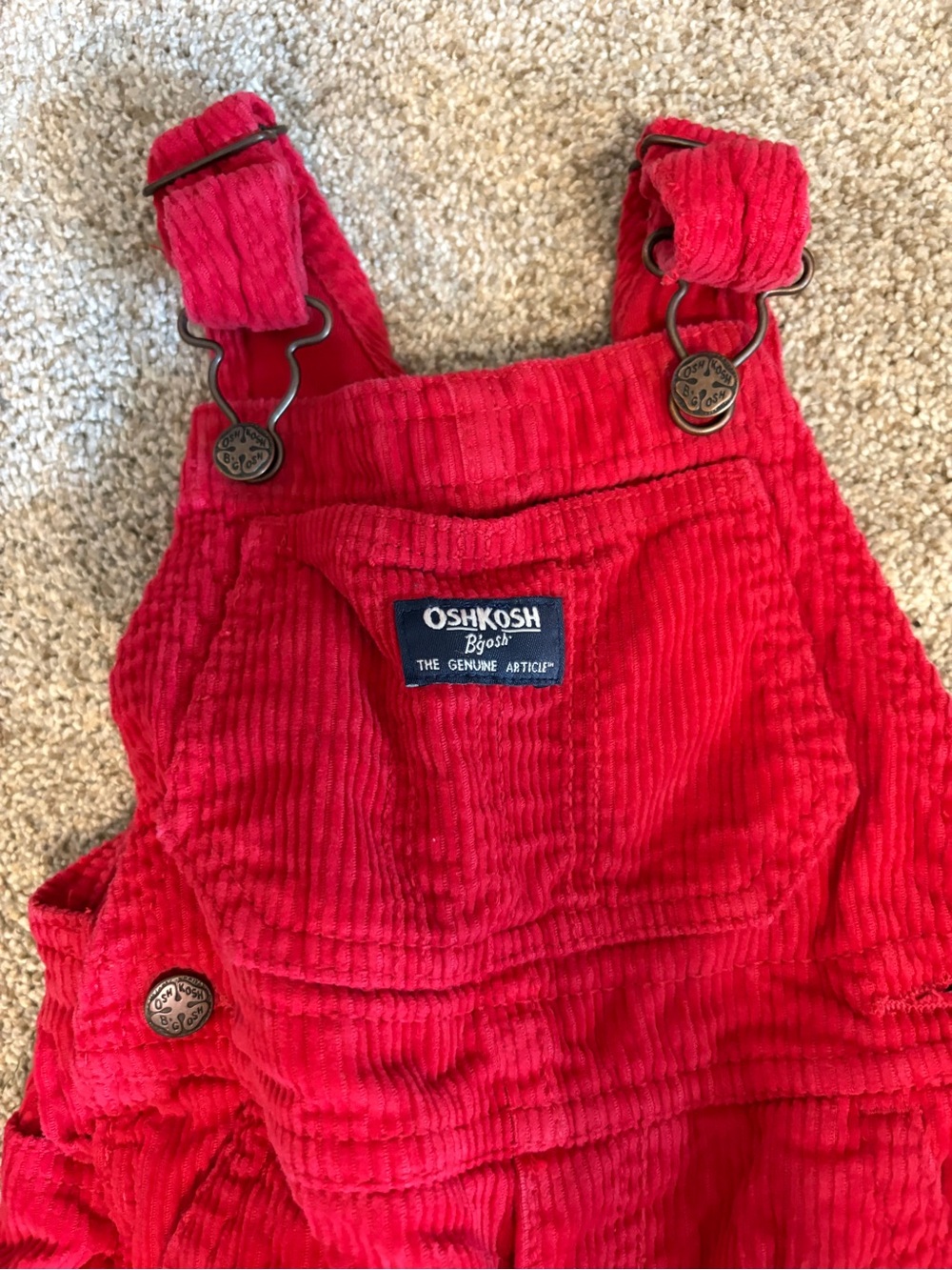 18 months bright red OshKosh B'gosh Bright Corduroy Kids Overalls